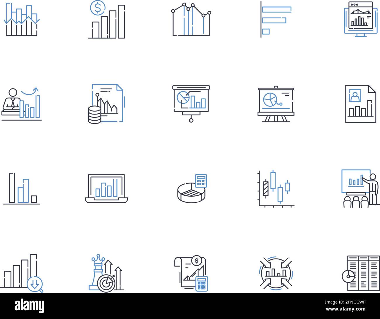 Graphs charts line icons collection. Bar, Line, Pie, Scatter, Area ...