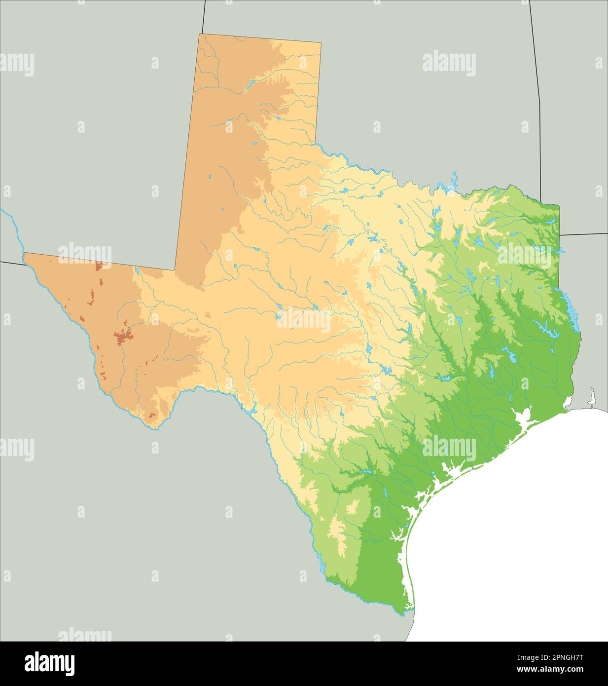 High detailed Texas physical map Stock Vector Image & Art Alamy