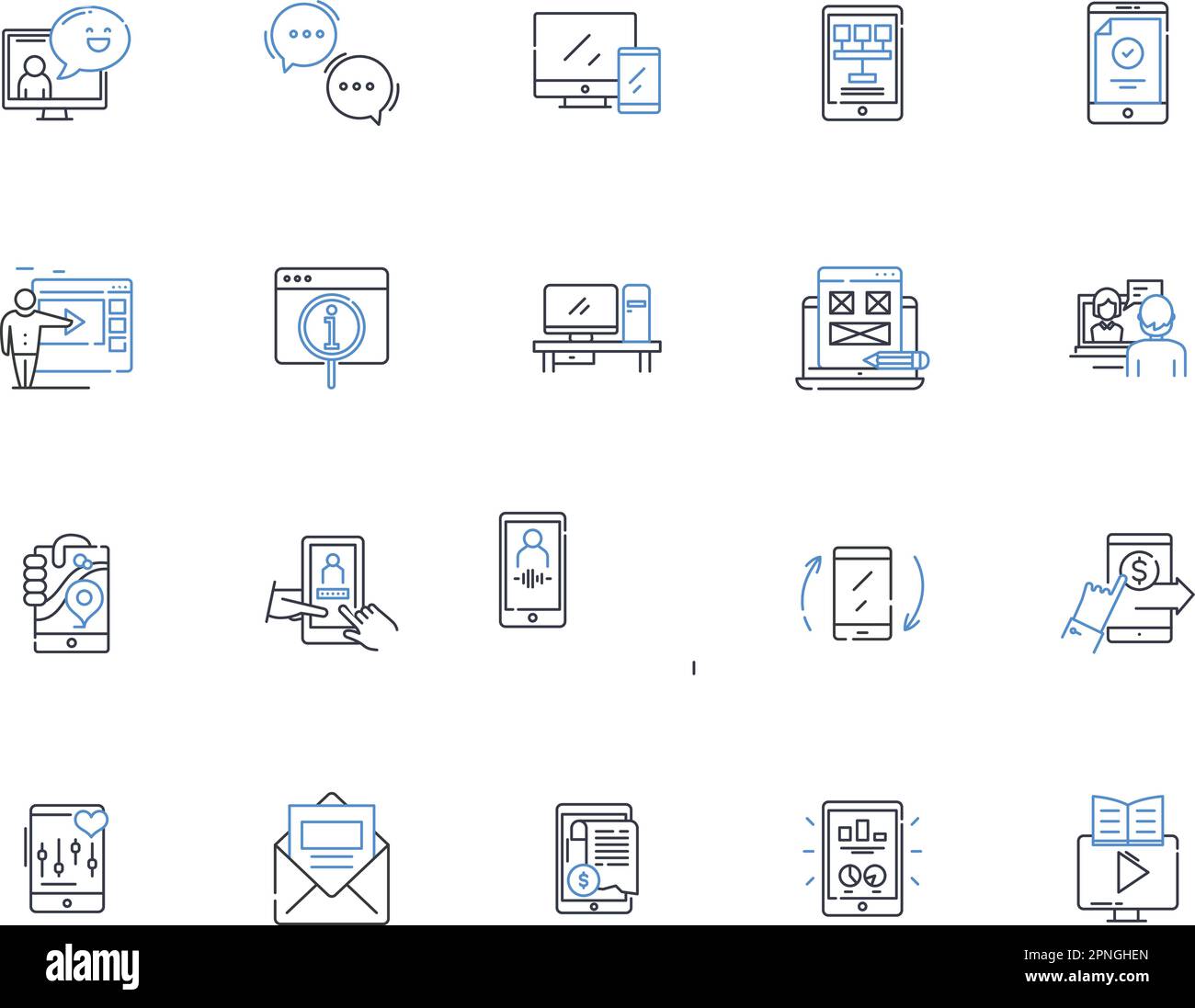 Digital ph line icons collection. Photography, Camera, Editing, Manipulation, Resolution, Filter, Software vector and linear illustration. Lens,Pixel Stock Vector