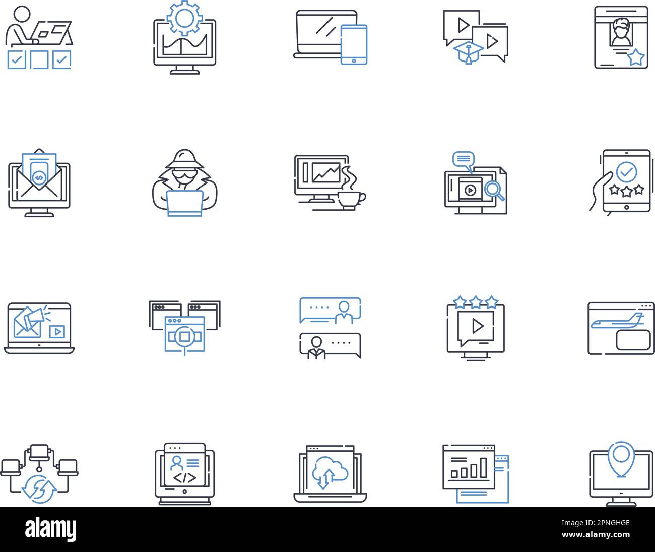 Notebook line icons collection. Paper, Pen, Writing, Jotting, Noting, Scribbling, Memo vector and linear illustration. Diary,Journal,Sketchbook Stock Vector