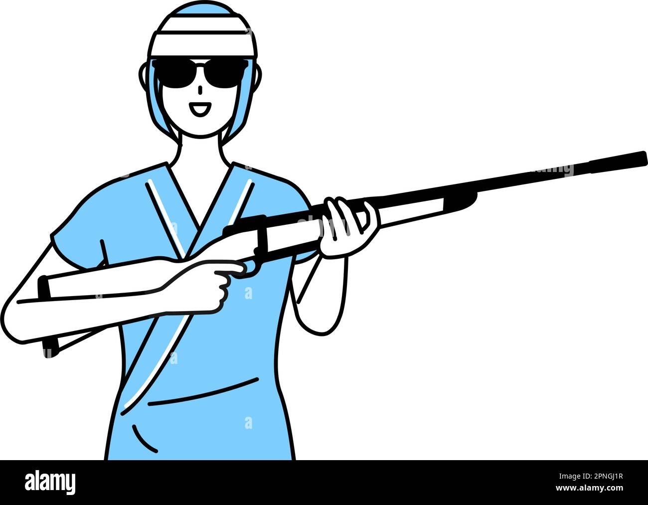 Female inpatient wearing hospital gown and bandage on head with