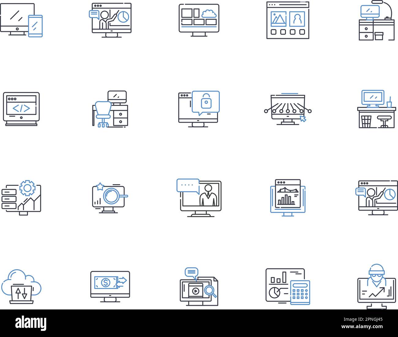Cloud data line icons collection. Storage, Backup, Security ...