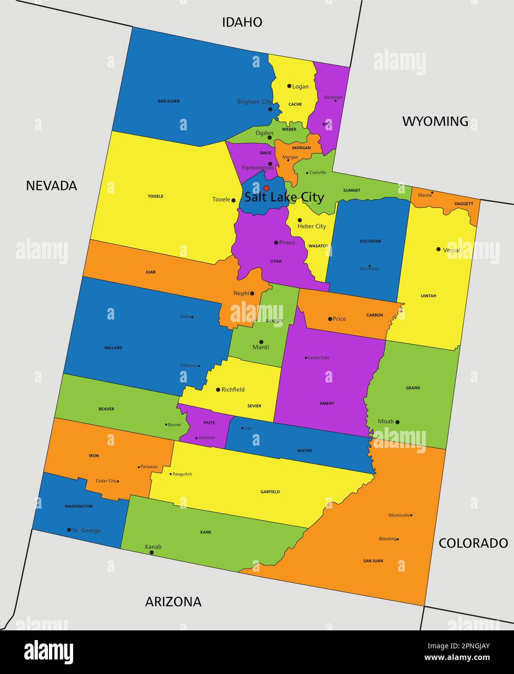 Colorful Utah Political Map With Clearly Labeled Separated Layers Colorful Utah Political Map With Clearly Labeled Separated Layers Vector Illustration 2PNGJAY 