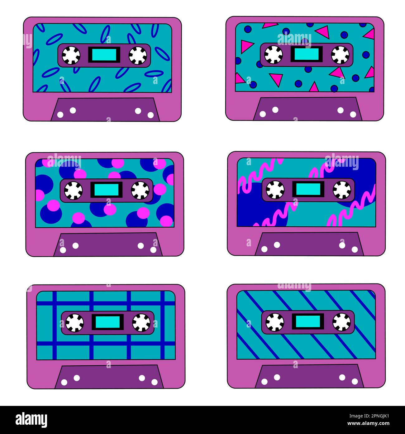 Collection Of Retro Vintage Audio Music Cassettes With Magnetic Tape collection-of-retro-vintage-audio-music-cassettes-with-magnetic-tape