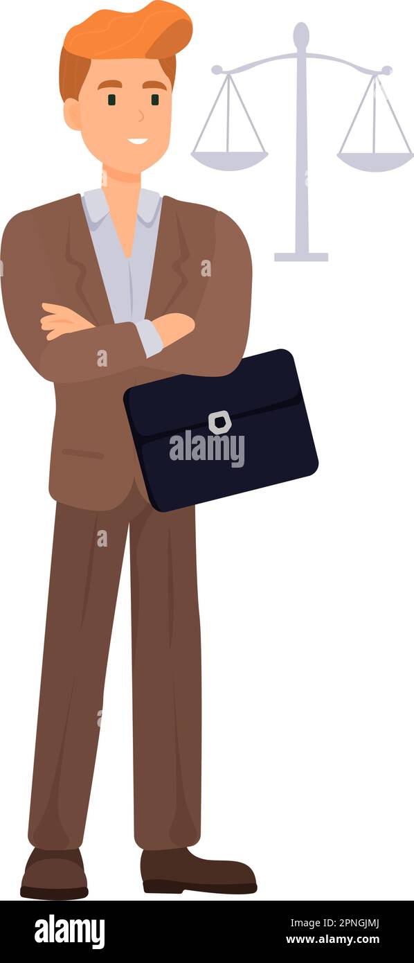 Lawyer illustration in color cartoon style. Editable vector graphic