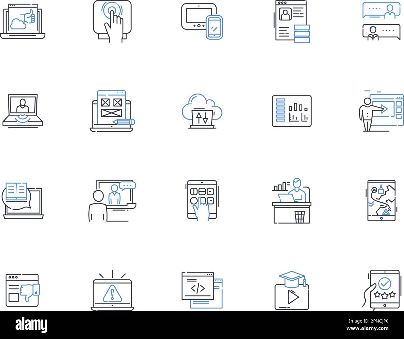 Tablet PC line icons collection. Touchscreen, Portable, Wireless ...