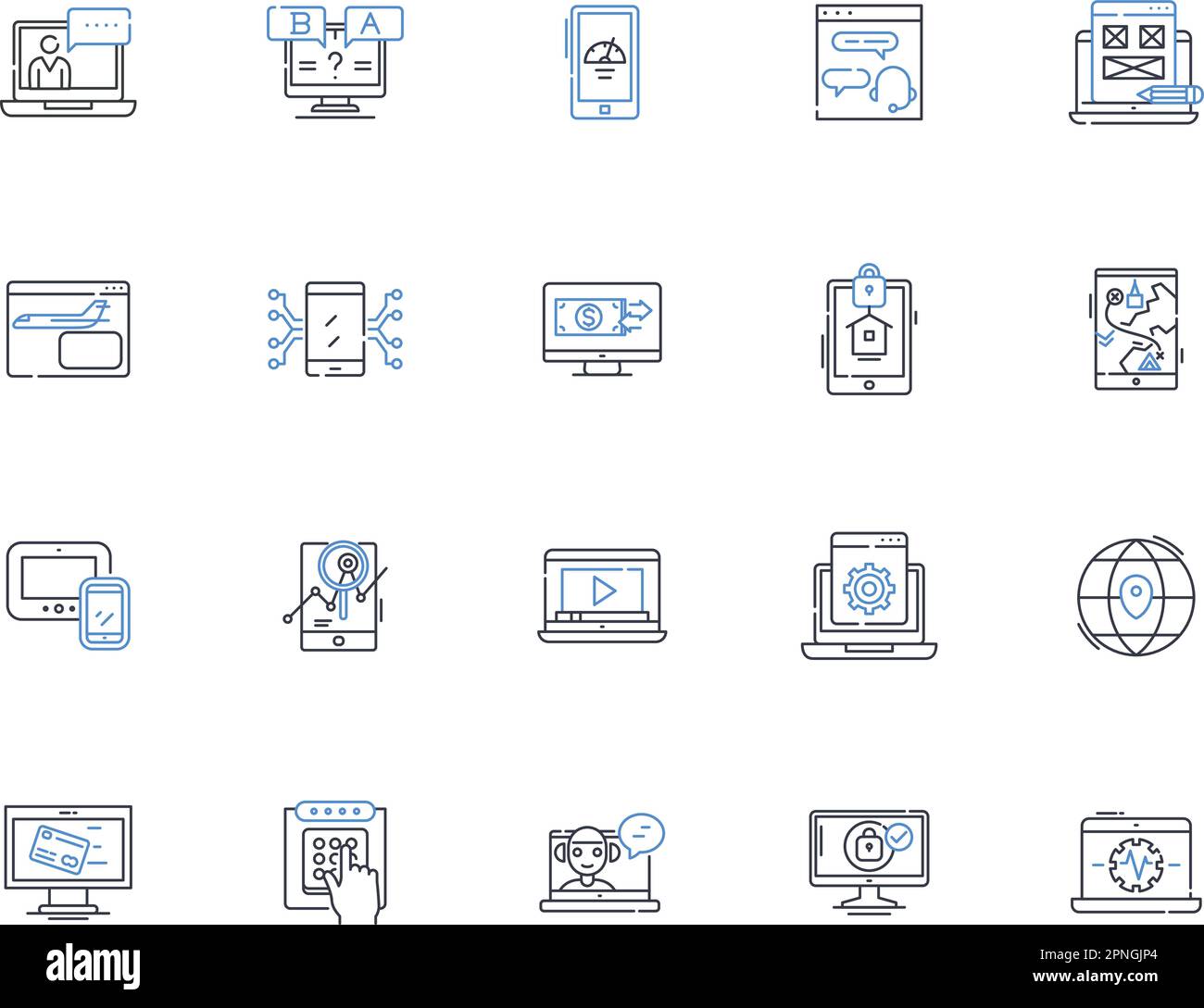 Cloud computing line icons collection. Virtualization, Infrastructure ...