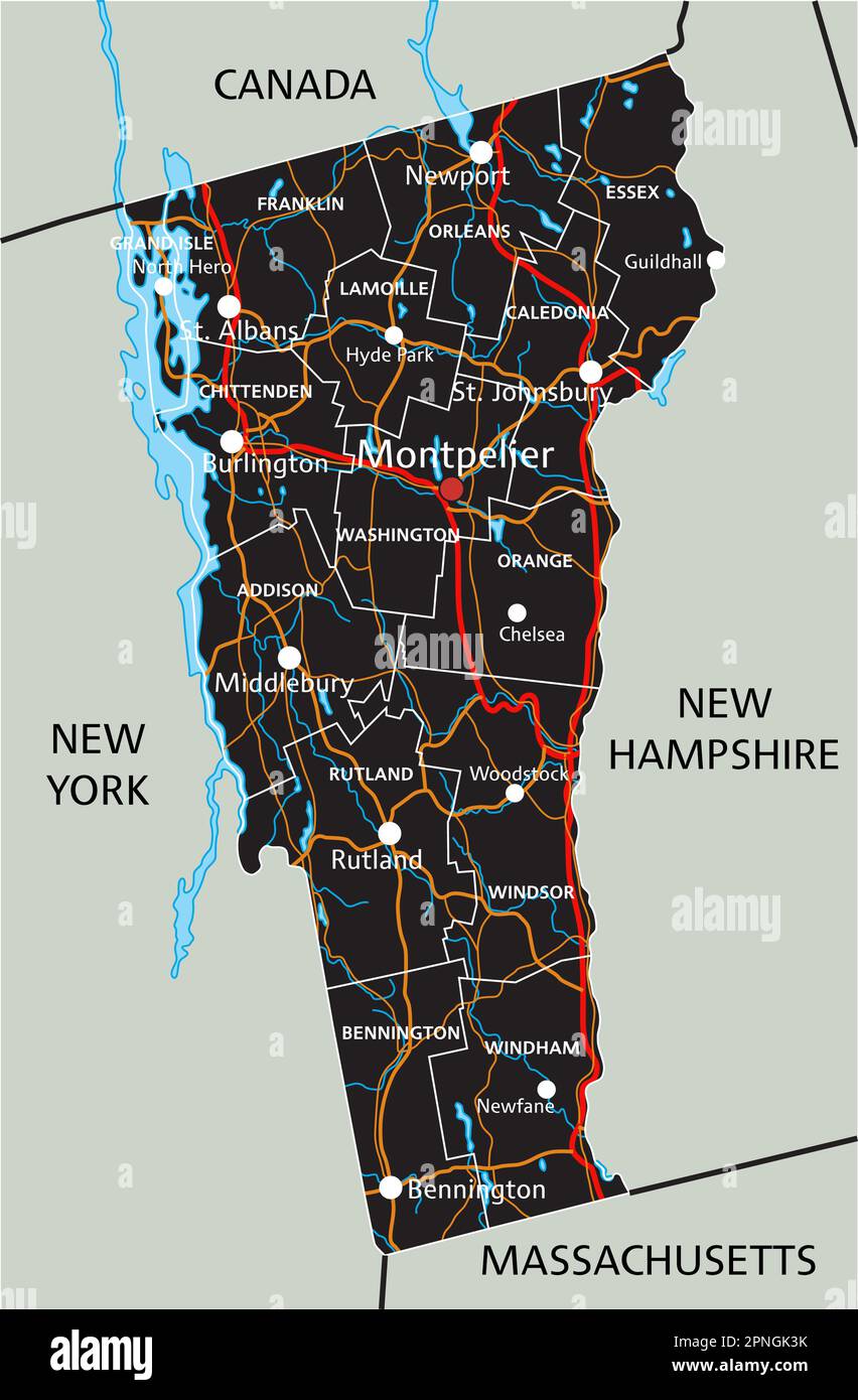High Detailed Vermont Road Map With Labeling Stock Vector Image Art High Detailed Vermont Road Map With Labeling 2PNGK3K