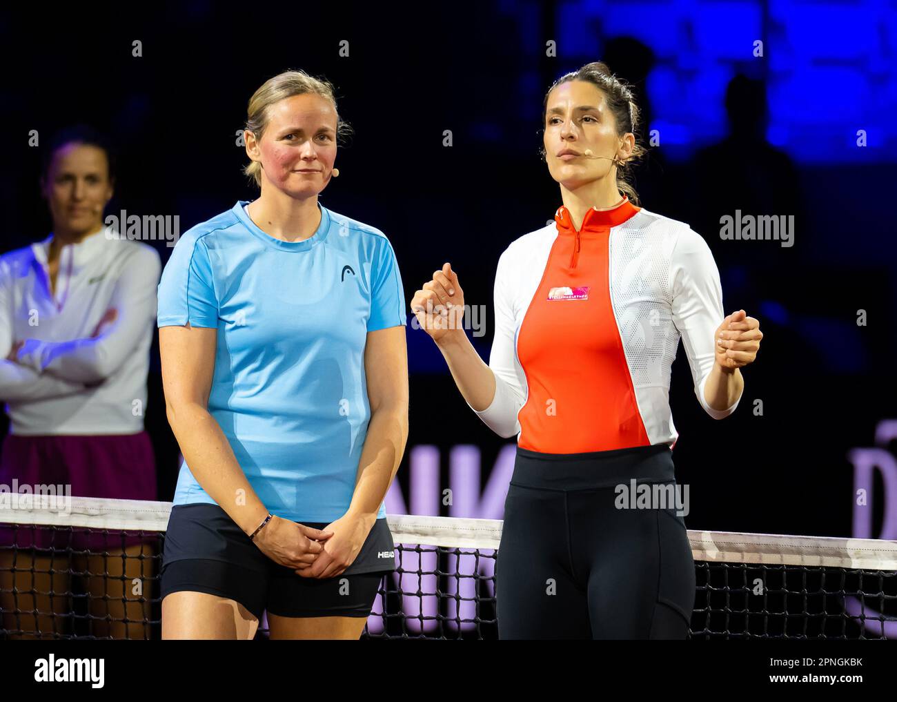 Anna-Lena Groenefeld of Germany & Andrea Petkovic during the ceremony commemorating their careers at the 2023 Porsche Tennis Grand Prix, WTA 500 tennis tournament on April 17, 2023 in Stuttgart, Germany - Photo: Rob Prange/DPPI/LiveMedia Stock Photo
