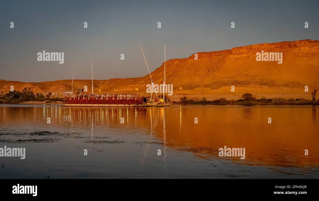 Luxor, Egypt - Traditional felucca boat on the river Nile Stock Photo ...