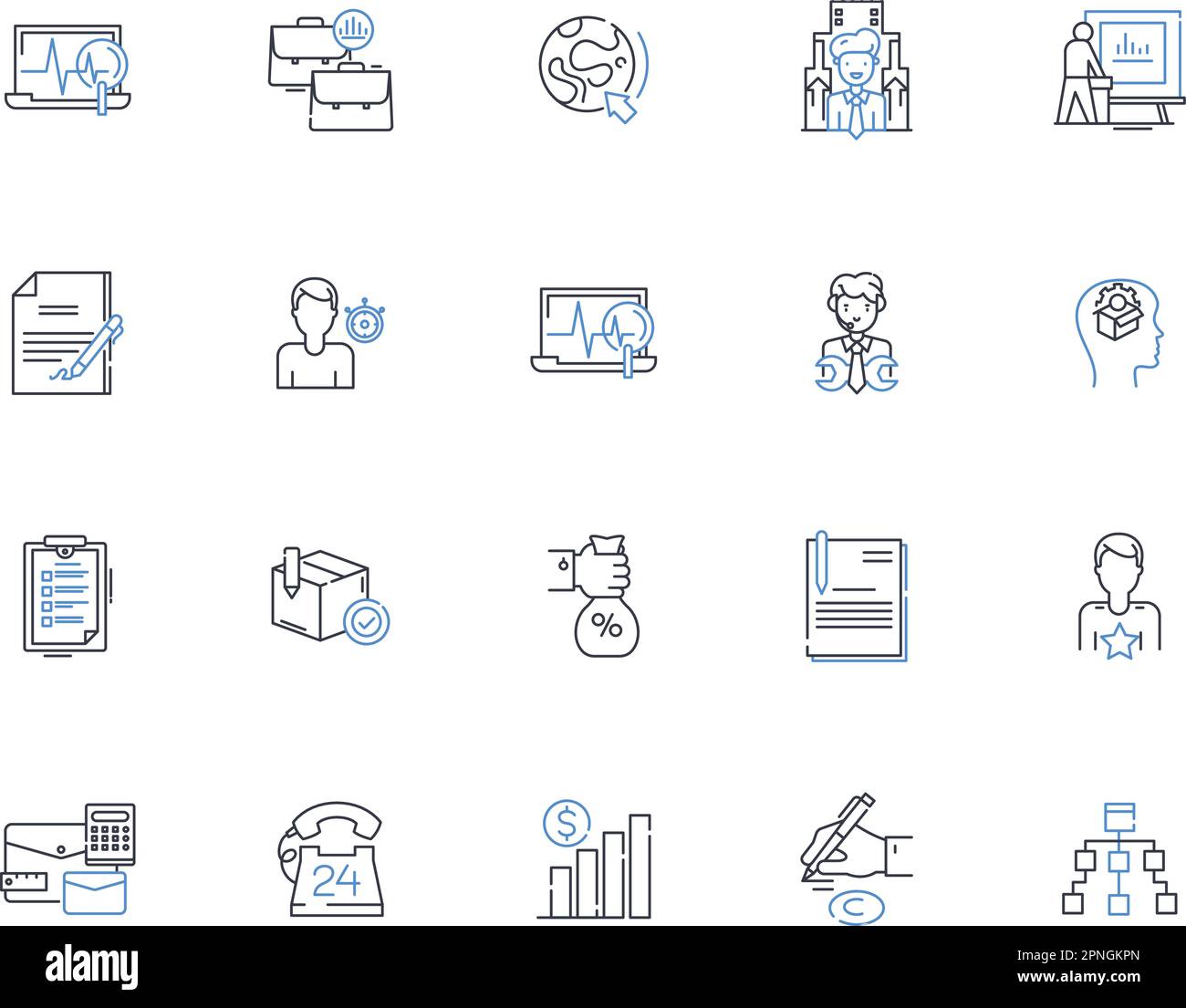 Number crunching line icons collection. Analysis, Math, Statistics, Algorithms, Spreadsheet, Modeling, Computation vector and linear illustration Stock Vector