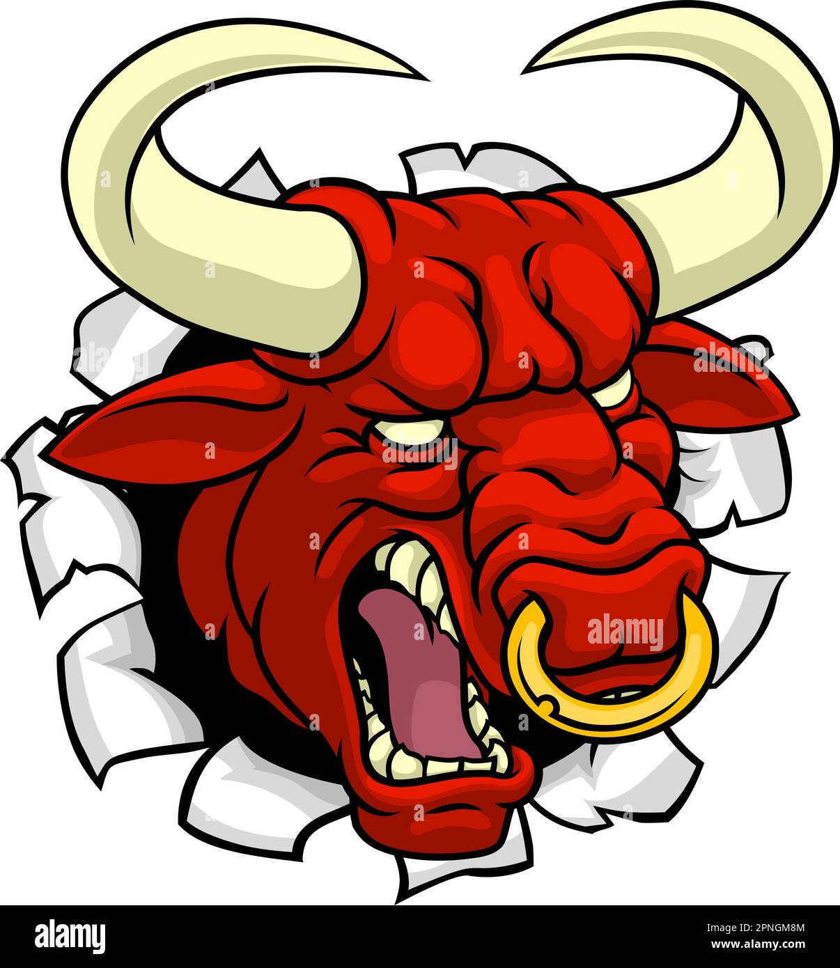Bull Minotaur Longhorn Monster Cow Mascot Cartoon Stock Vector
