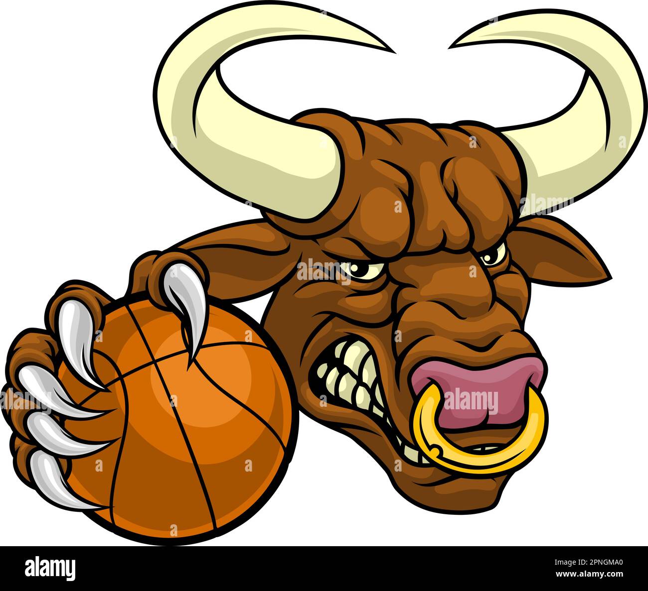 Bull Minotaur Longhorn Cow Basketball Mascot Stock Vector