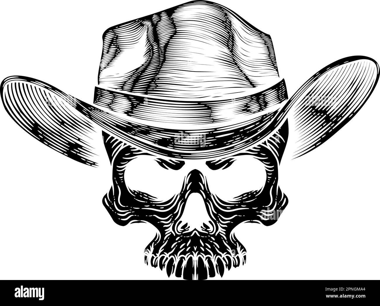 Skull Cowboy Hat Grim Reaper Cartoon Stock Vector