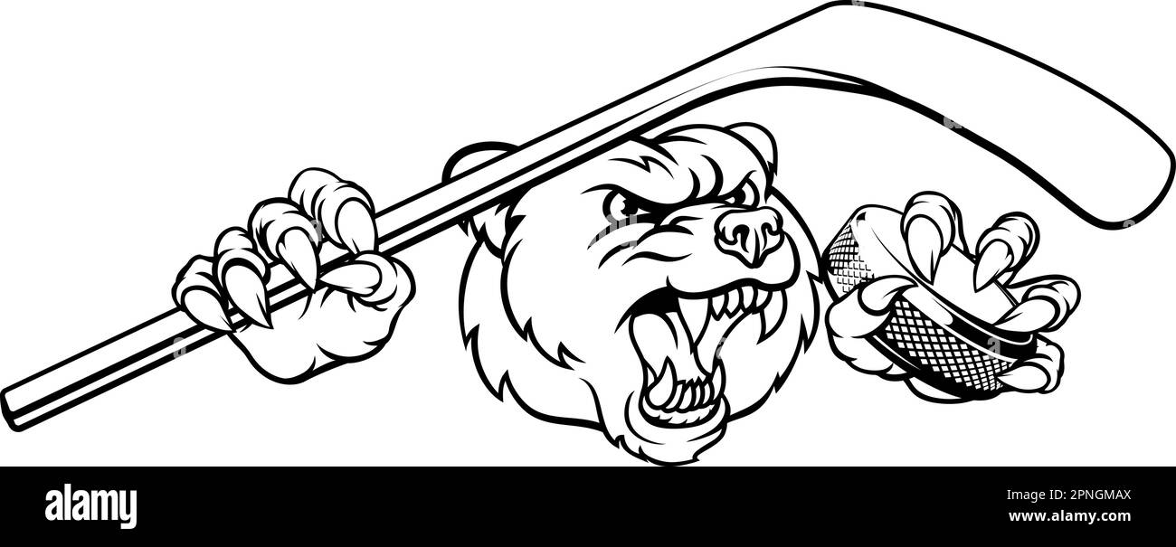 Bear Ice Hockey Player Animal Sports Mascot Stock Vector Image & Art