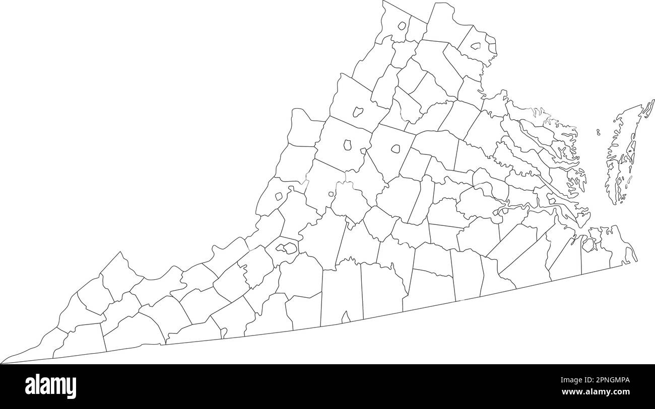 Highly Detailed Virginia Blind Map. Stock Vector