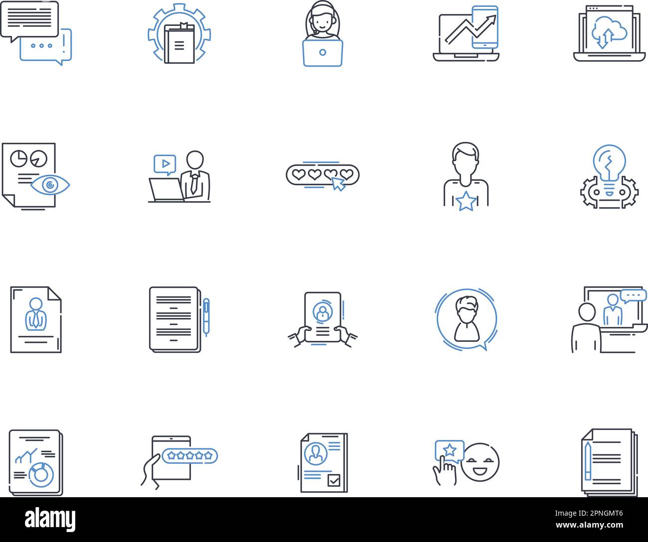 Opinion sharing line icons collection. Feedback, Thoughts, Perspectives, Viewpoints, Beliefs, Positions, Attitudes vector and linear illustration Stock Vector