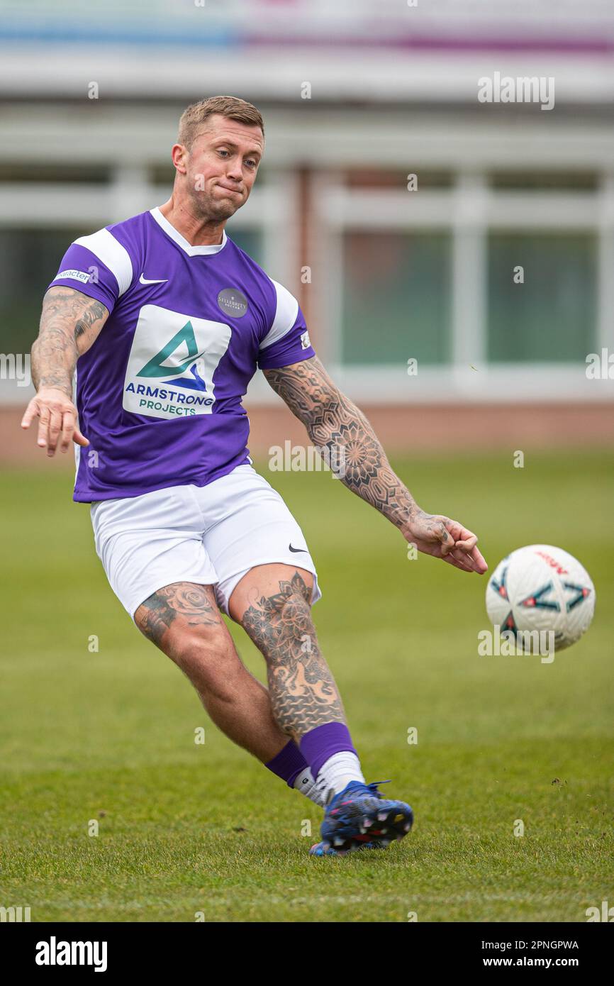 Dan Osbourne of The Only Way is Essex and Celebrity Big Brother during a CELEBRITY FOOTBALL MATCH FOR CHARITY at Edgar Street , Hereford FC. Stock Photo