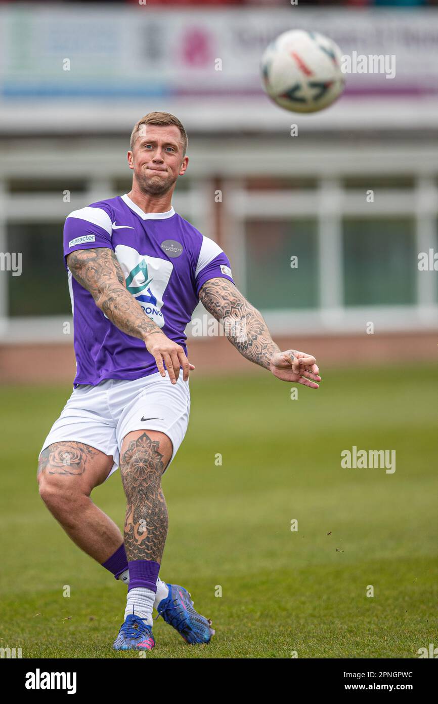 Dan Osbourne of The Only Way is Essex and Celebrity Big Brother during a CELEBRITY FOOTBALL MATCH FOR CHARITY at Edgar Street , Hereford FC. Stock Photo