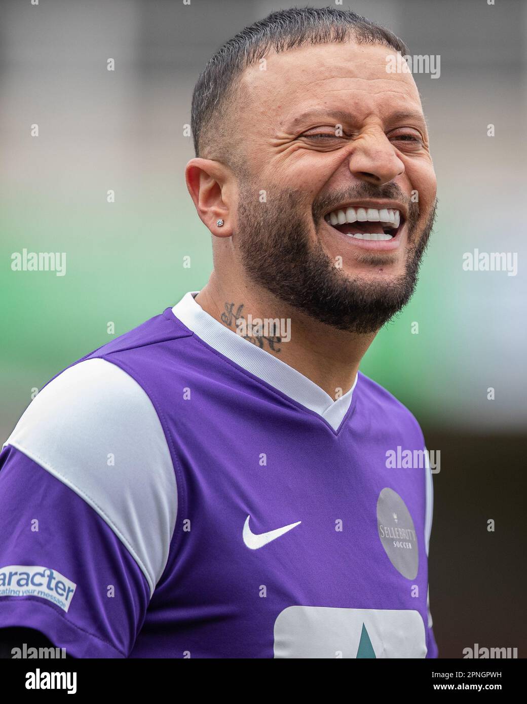 Man like hacks during a Celebrity Football Match at Edgar Street Football Stadium in Hereford. Stock Photo