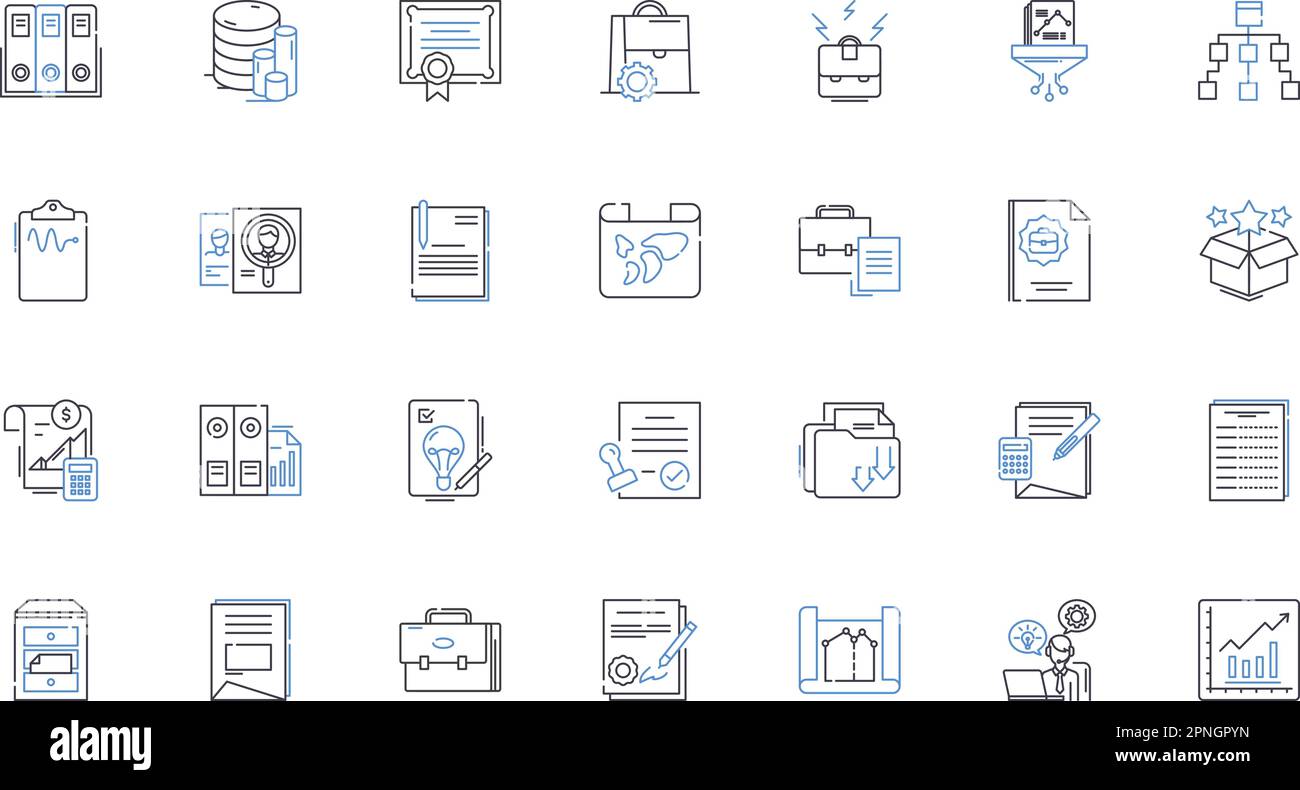 Resource optimization line icons collection. Efficiency, Productivity, Rationalization, Streamline, Consolidation, Optimization, Utilization vector Stock Vector