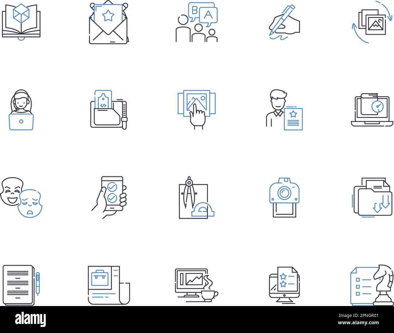 Aggregate line icons collection. Confluence, Collection, Assemblage, Cluster, Mass, Heap, Stack vector and linear illustration. Combination,Fusion Stock Vector