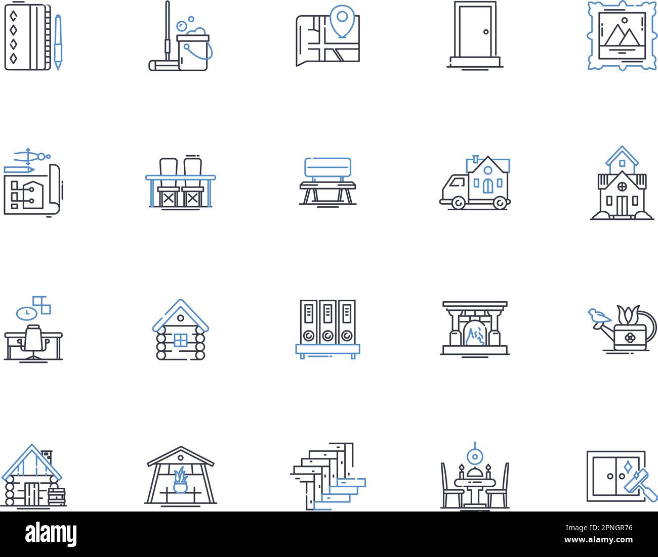 Occupying space line icons collection. Occupancy, Tenancy, Possession, Residency, Habitation, Coexistence, Dominance vector and linear illustration Stock Vector