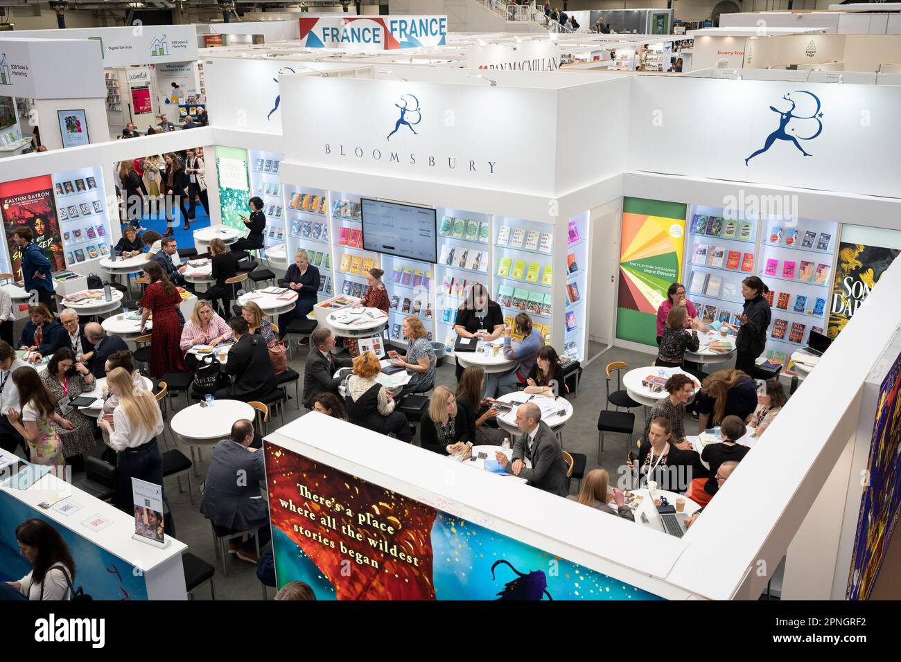 The Bloomsbury stand during the first day of the London Book Fair at