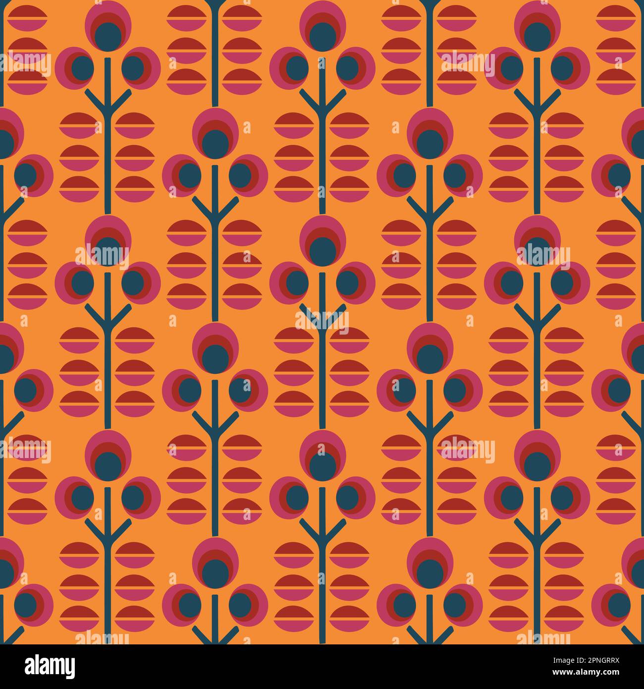 Seamless retro floral pattern in scandinavian style. Modern abstract design for paper, cover, fabric, pacing and other users.  Stock Vector