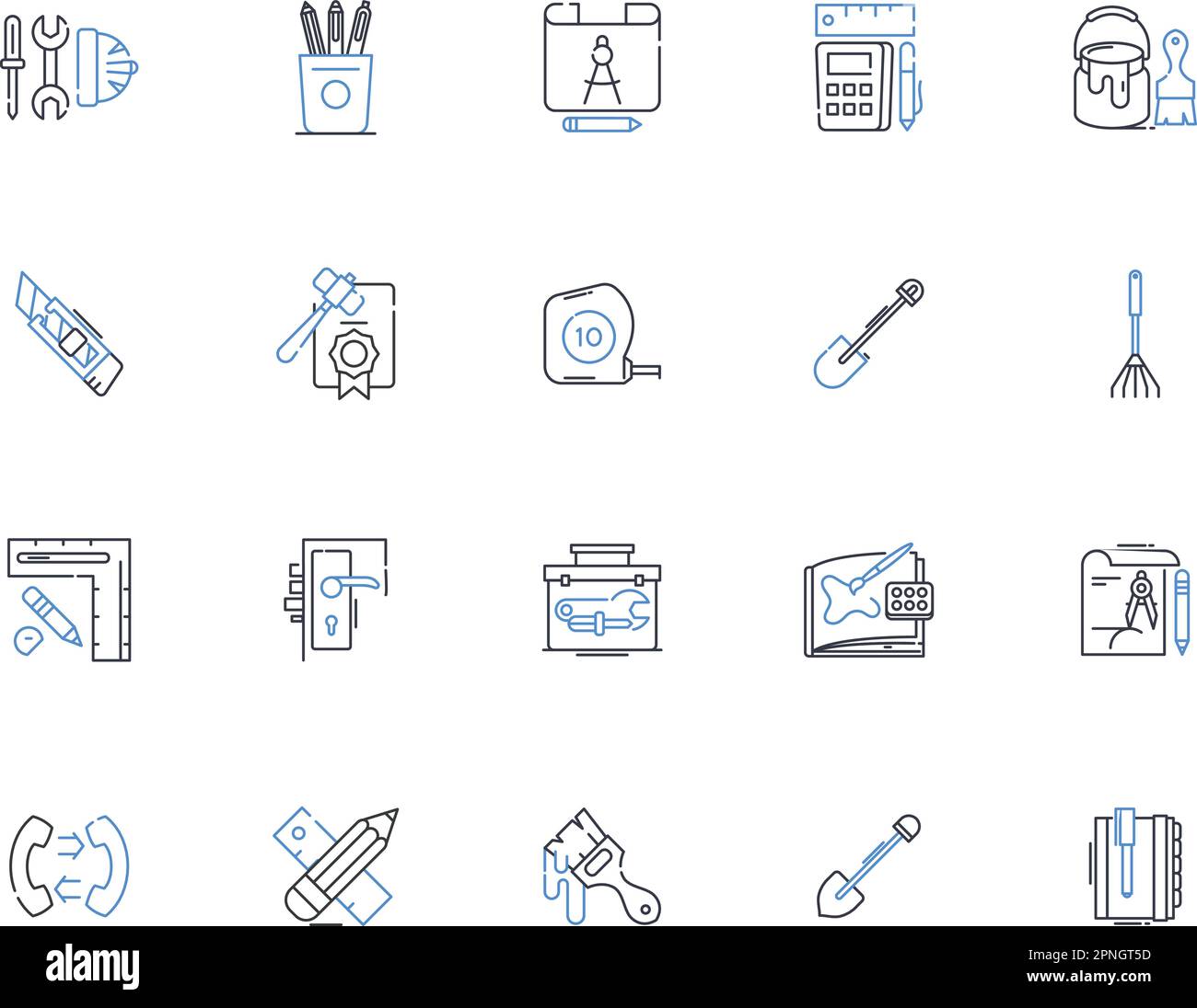 Robotics technology line icons collection. Automation, Artificial Intelligence AI, Mechanics, Control, Telemetry, Cybernetics, Programming vector and Stock Vector