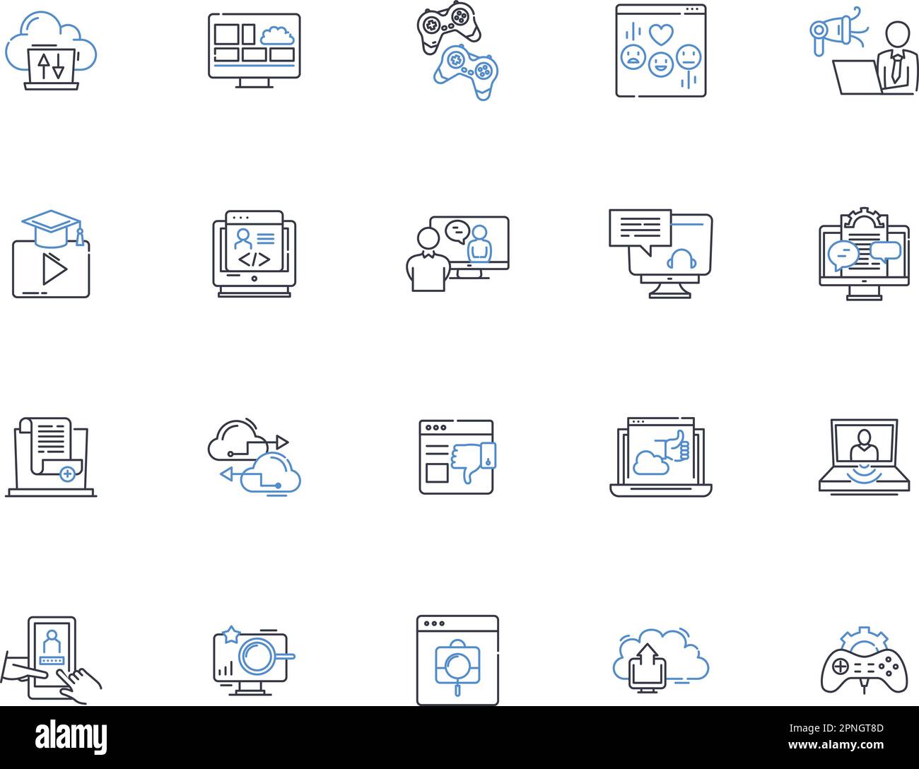 Communication technology line icons collection. Internet, WiFi, Smartph ...