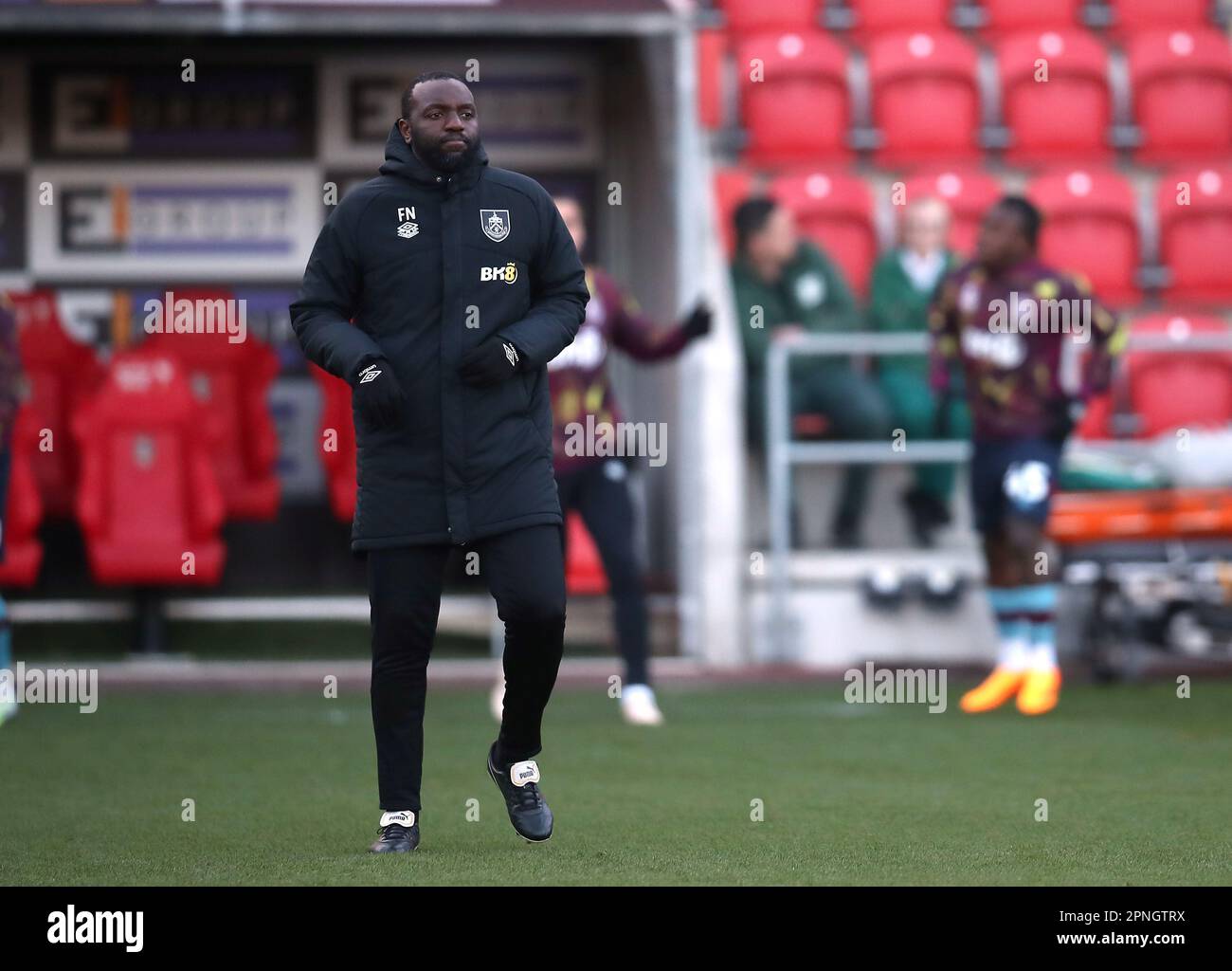 Burnley First Team Coach Floribert Ngalula during the Sky Bet Championship match at the AESSEAL New York Stadium, Rotherham. Picture date: Tuesday April 18, 2023. Stock Photo