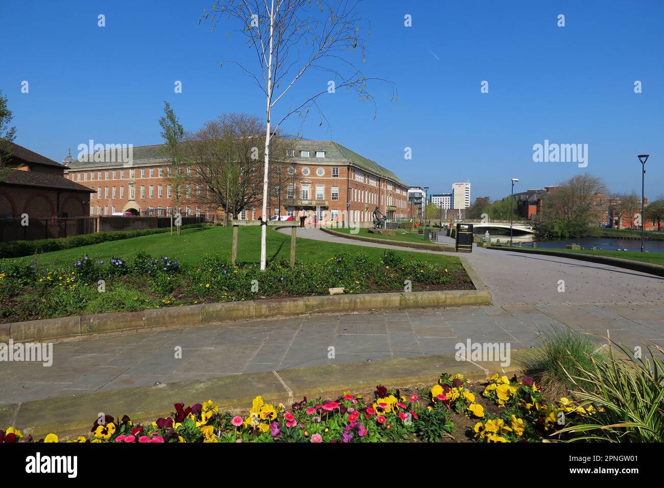 Derby River Gardens and the Council House Derby UK Stock Photo Alamy