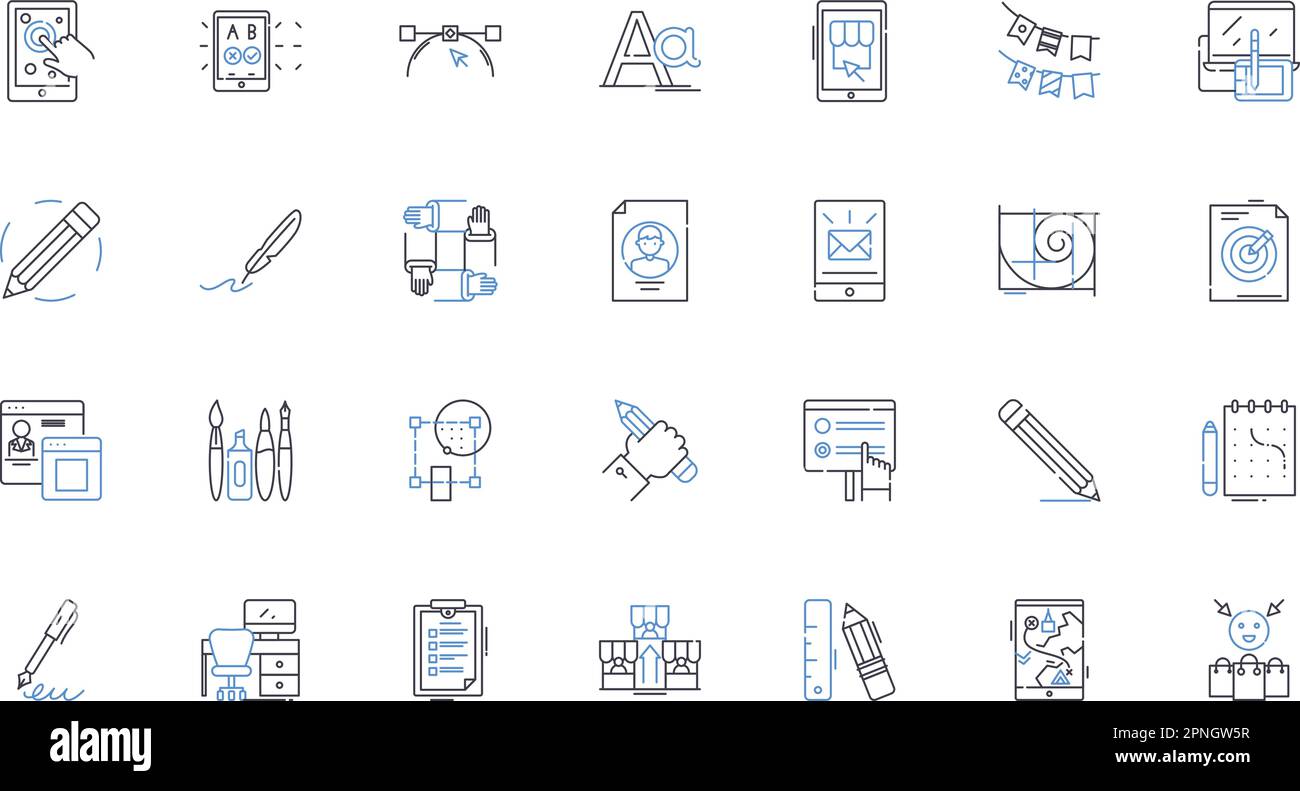 Advertising strategy line icons collection. Targeting, Branding, Messaging, Creativity, Segmentation, Differentiation, Innovation vector and linear Stock Vector