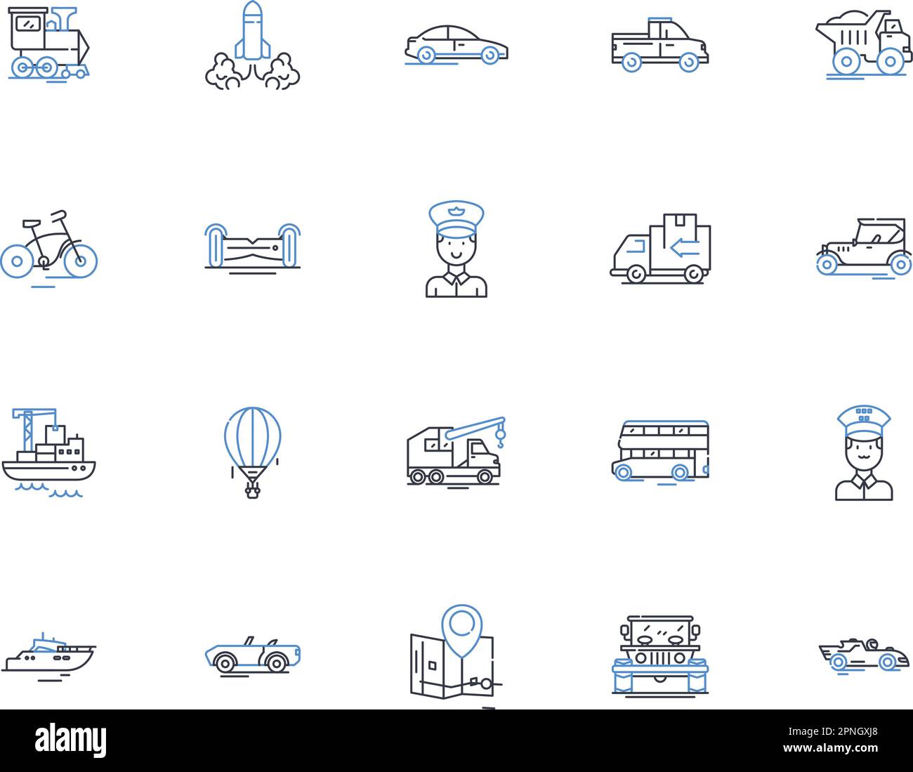 Haulage transfer line icons collection. Logistics, Transportation, Trucking, Shipment, Delivery, Freight, Transfer vector and linear illustration Stock Vector