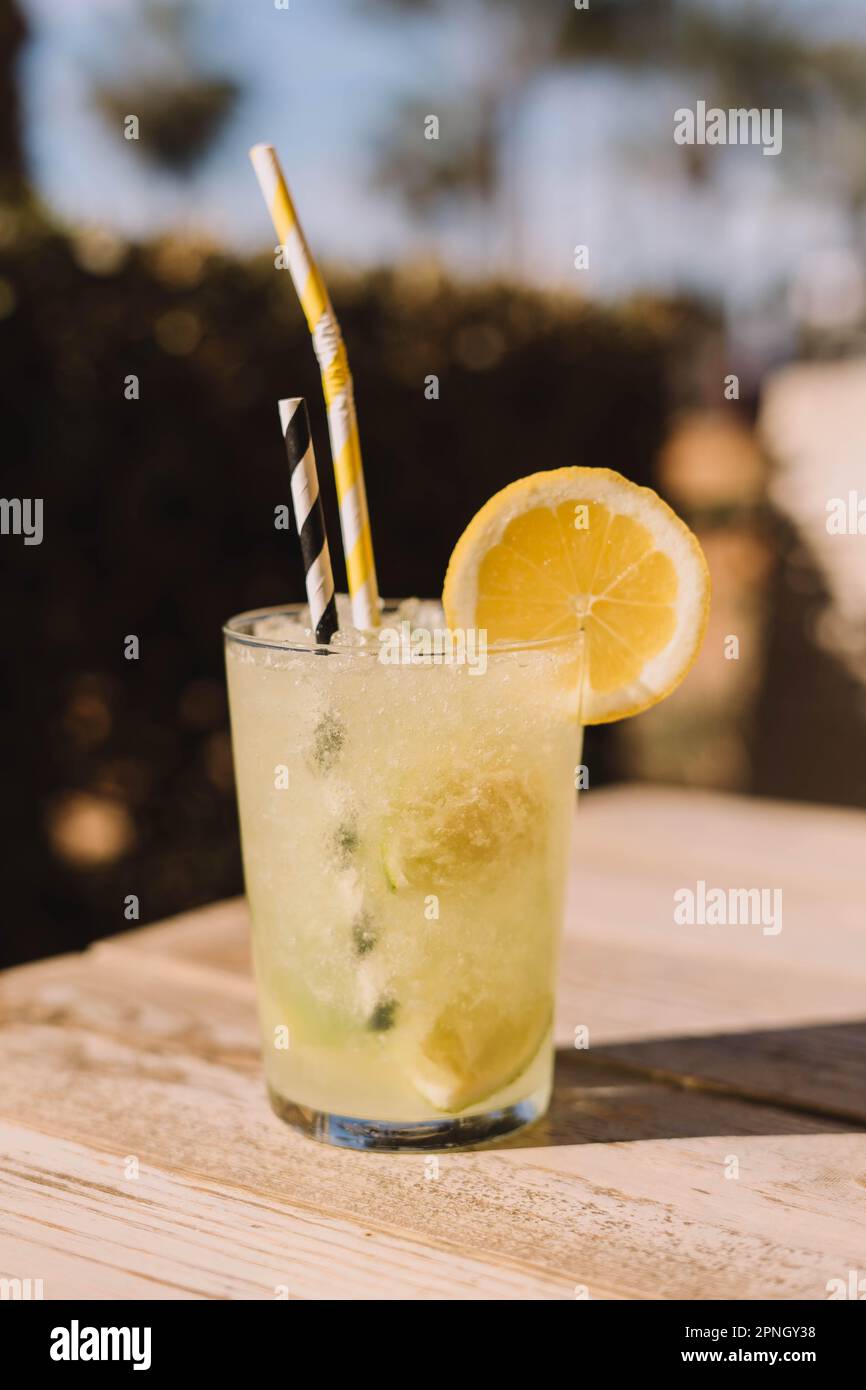 Mojito, traditional Cuban cocktail made with white rum, sugar, lime juice, sparkling water, and