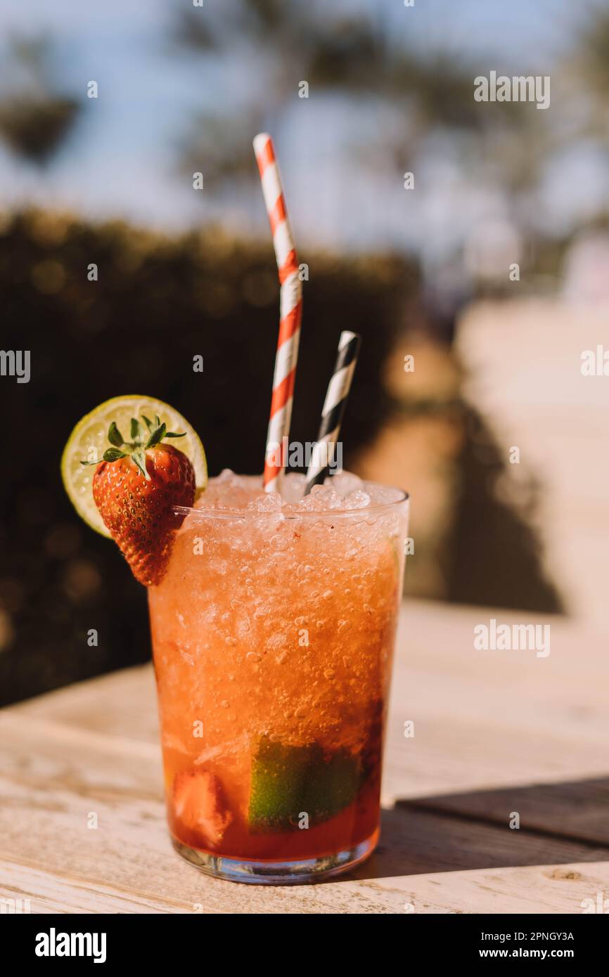 Mojito, traditional Cuban cocktail made with white rum, sugar, lime juice, sparkling water, and