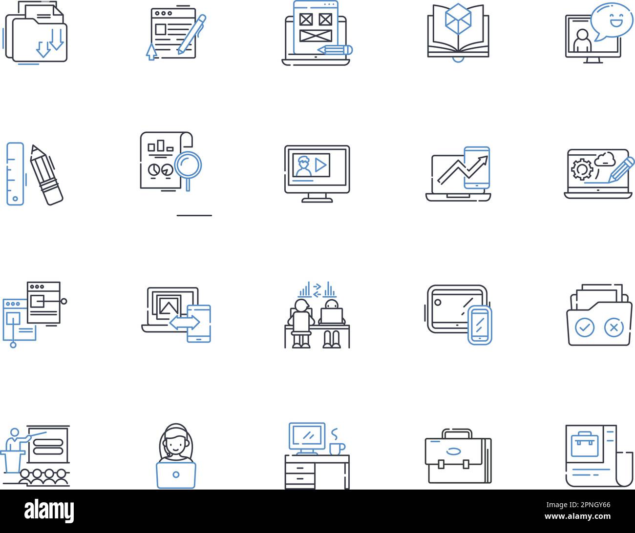 Introduction line icons collection. Overview, Initiation, Prelude, Beginning, Launch, Commencement, Start vector and linear illustration. Genesis Stock Vector