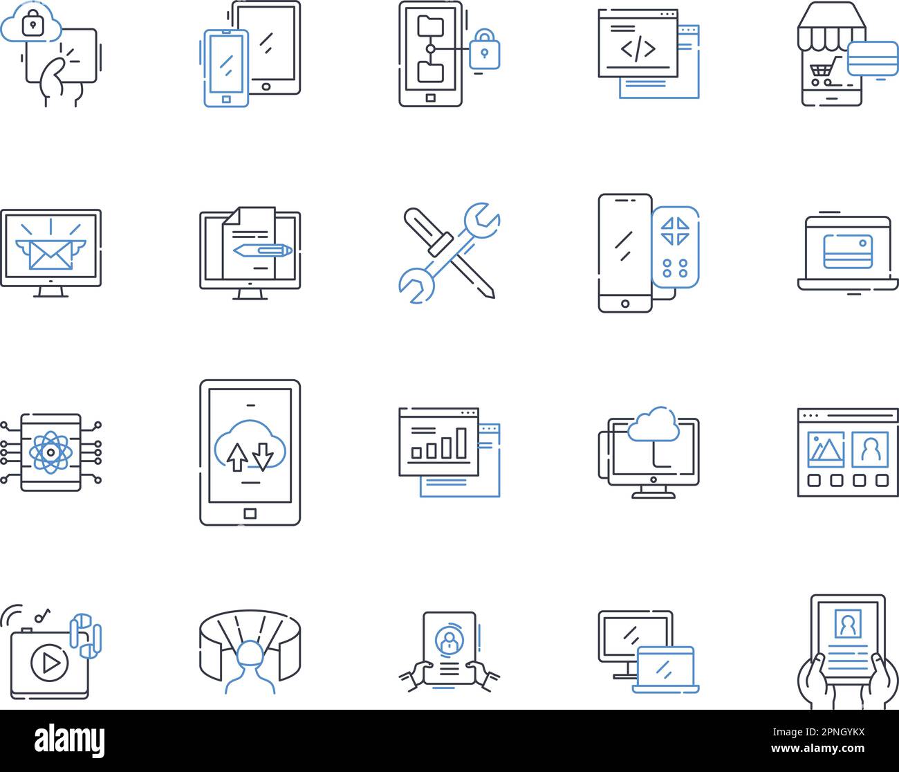 Instrumentation line icons collection. Sensors, Calibrators, Transducers, Signal, Amplifiers, Gauges, Meters vector and linear illustration. Detectors Stock Vector