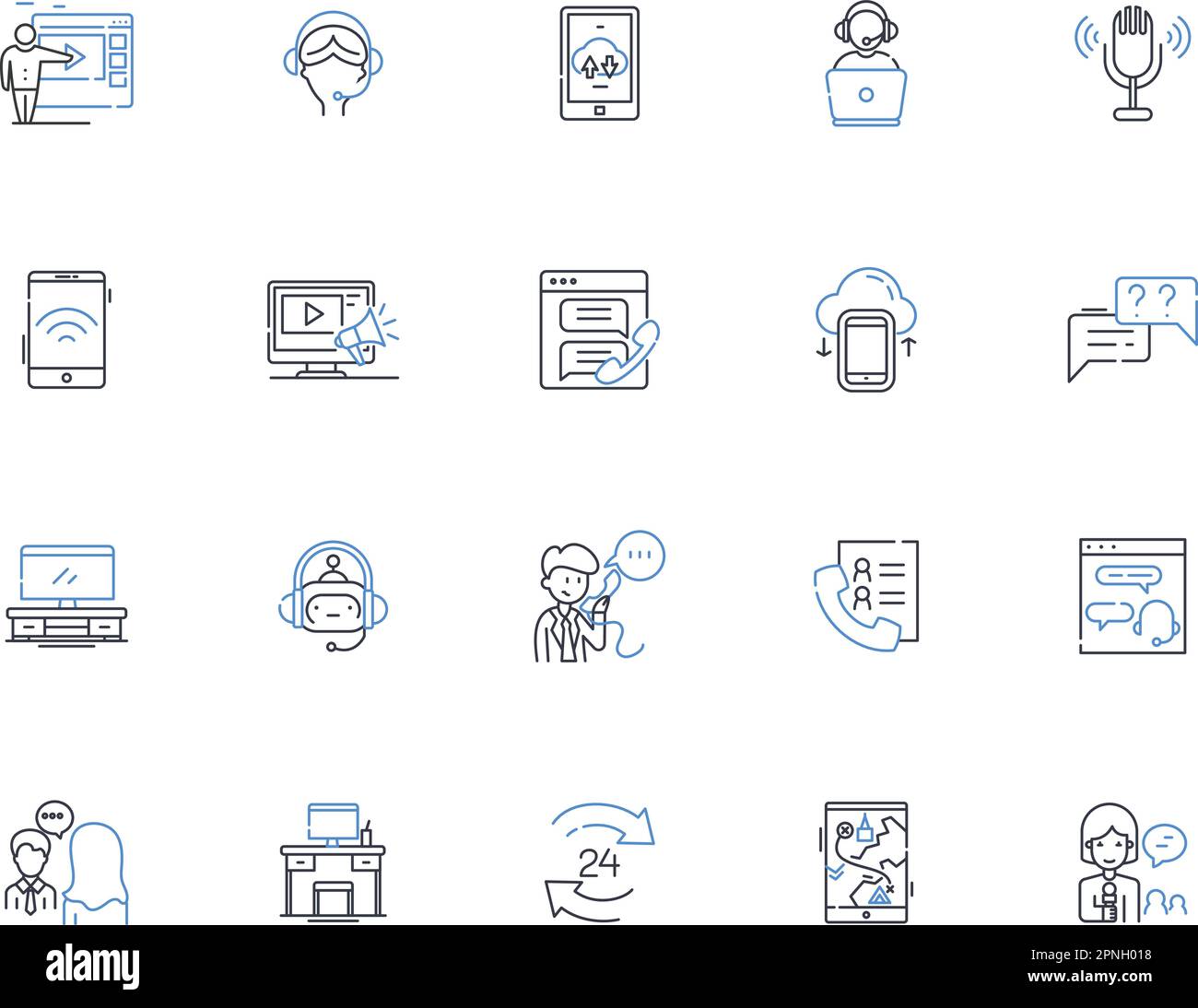Projector line icons collection. Projection, Display, Light, Cinema, Screen, Movie, Entertainment vector and linear illustration. Lens,Film,Theatre Stock Vector