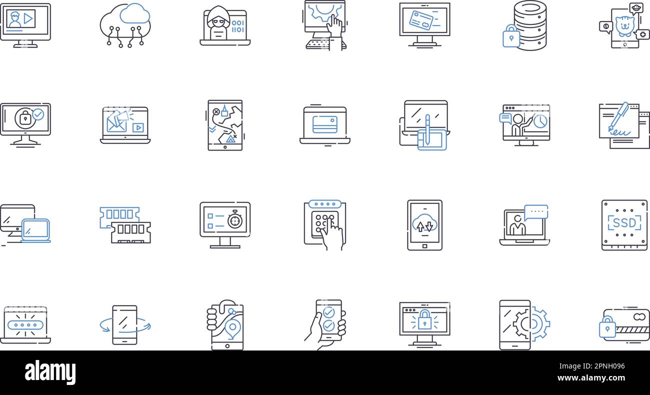 Identity verification line icons collection. Authentication, Biometrics, Identification, Verification, Security, Validation, Screening vector and Stock Vector