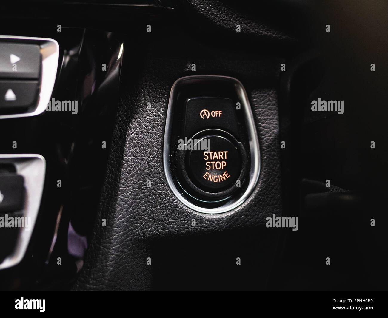 BMW Black Start Button Stock Photo - Alamy