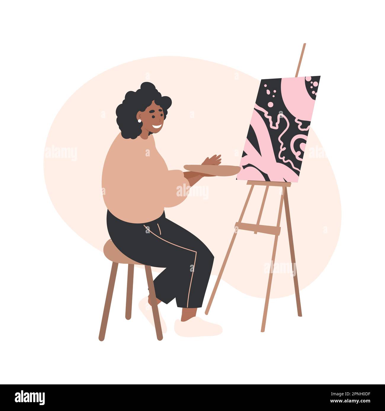 Black woman artist painting on an easel, Hobby Stock Vector Image & Art ...