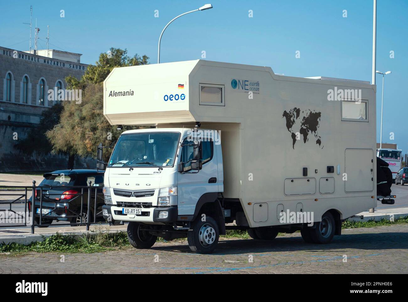 BARI, ITALY - OCTOBER 30, 2021: Mitsubishi Fuso Canter 6C18 Camper RV OEOO in Bari, Italy Stock Photo