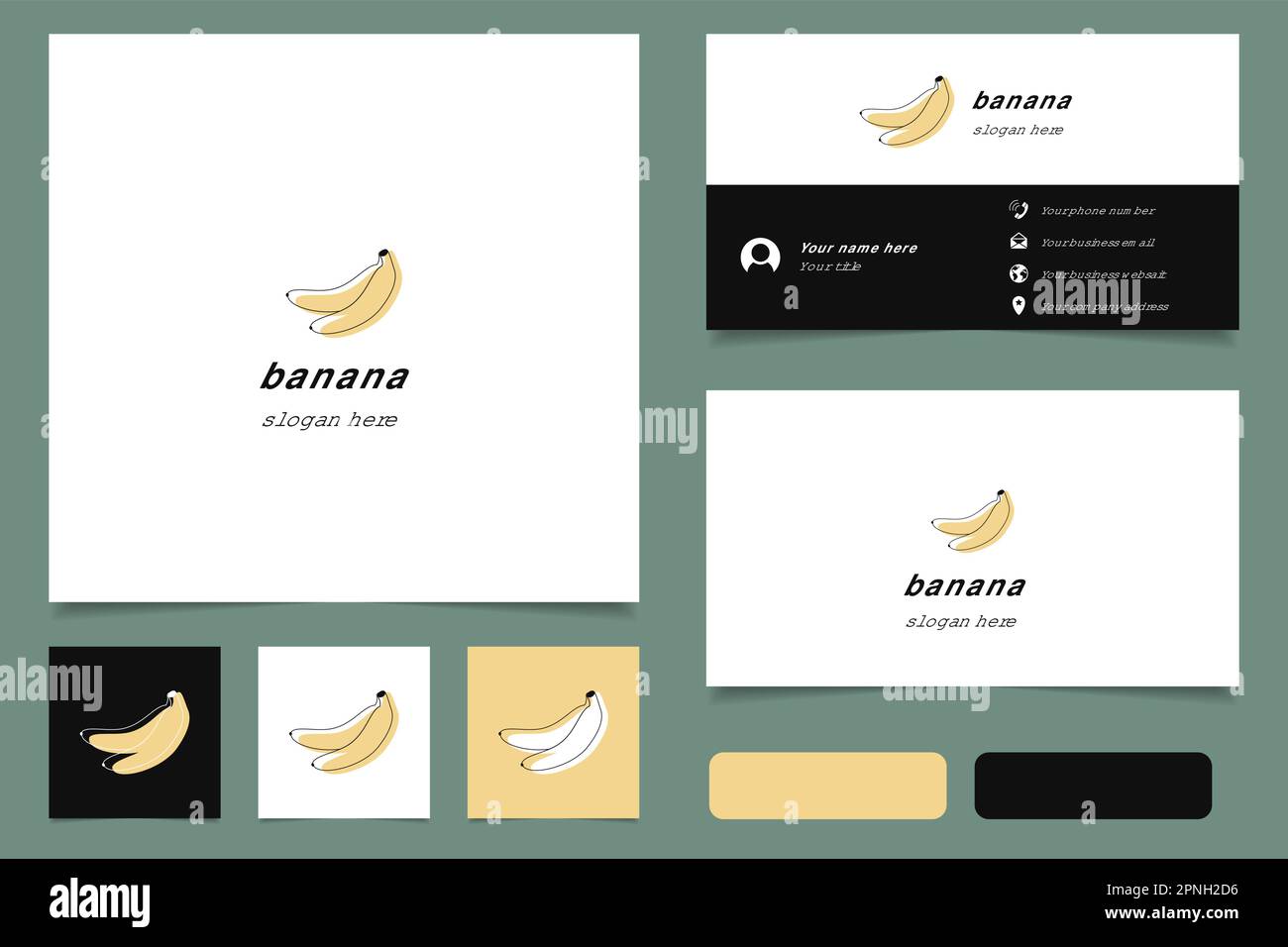 Banana logo design with editable slogan. Branding book and business
