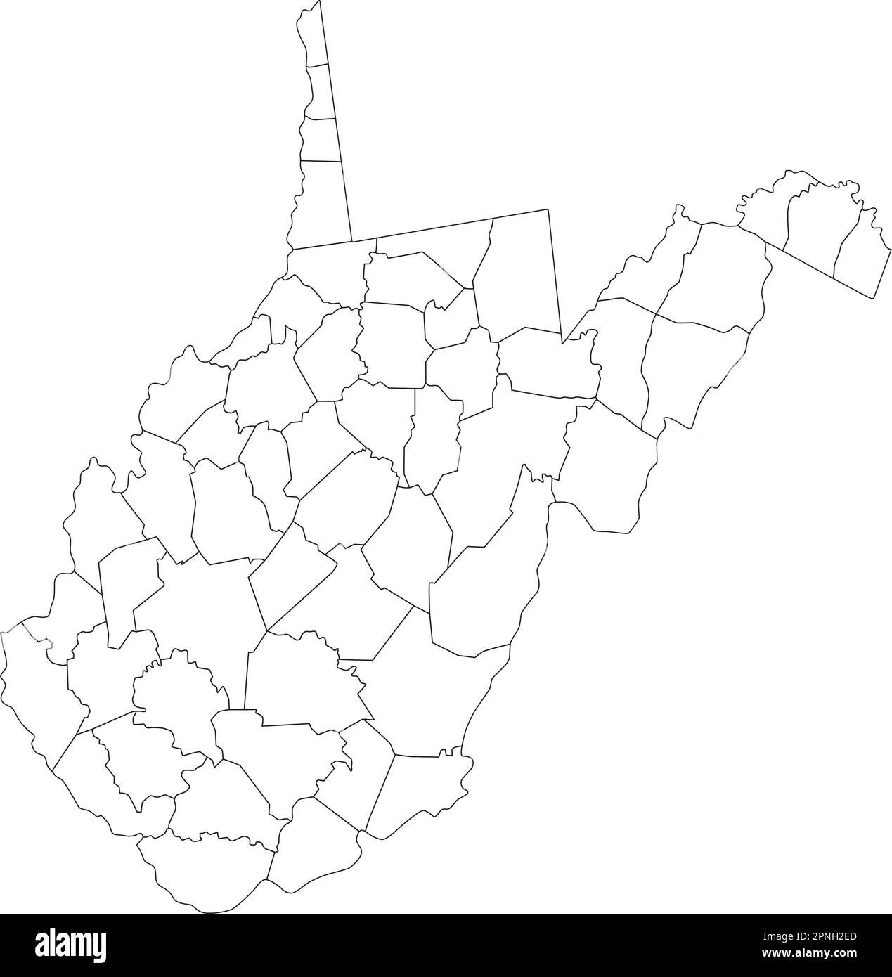 Highly Detailed West Virginia Blind Map. Stock Vector