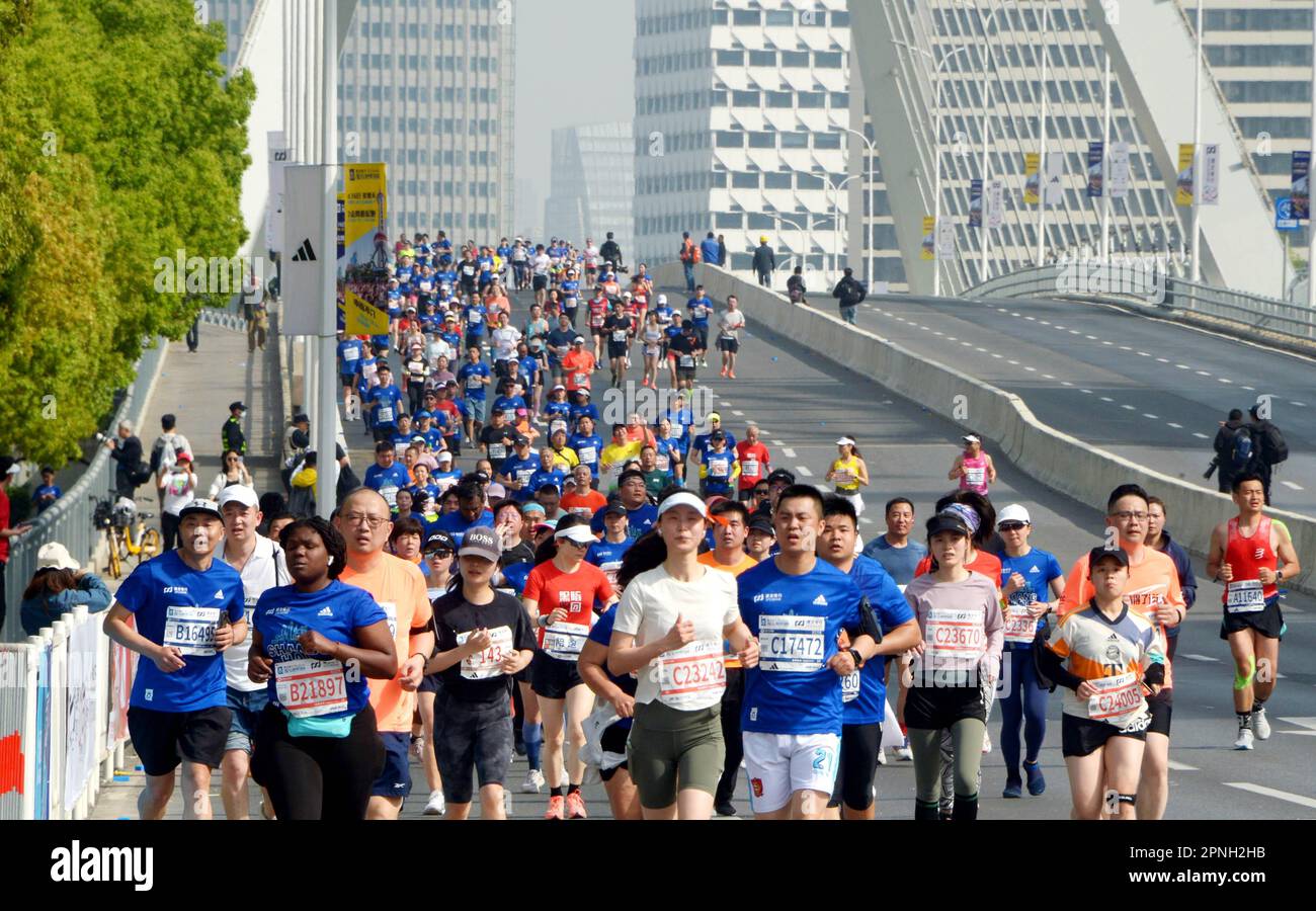 The 2023 Shanghai Half Marathon kicks off in Shanghai, China. 16th Apr