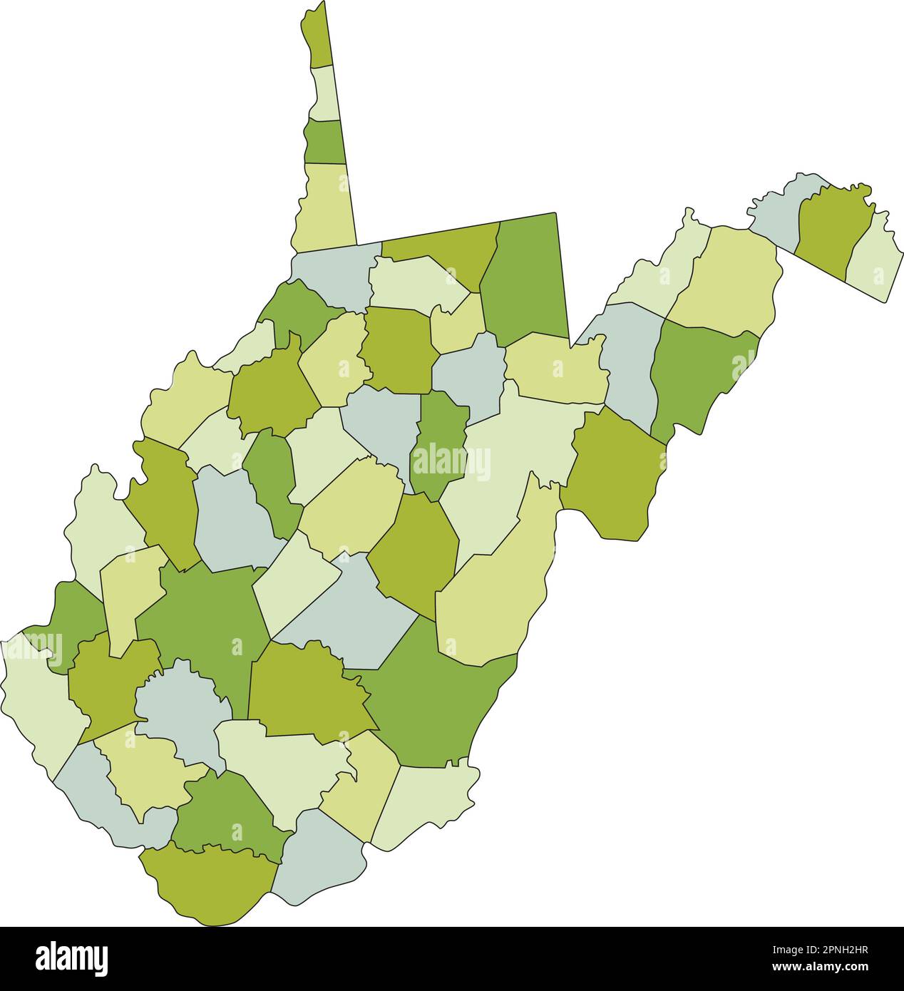 Highly detailed editable political map with separated layers. West 