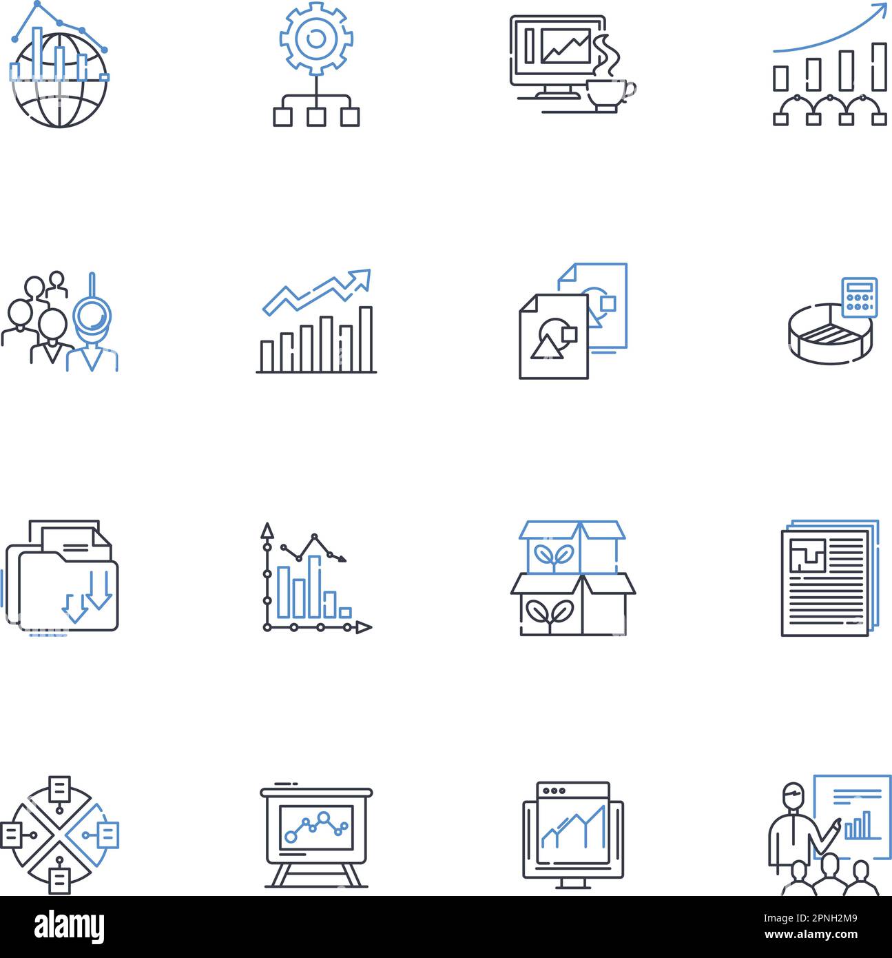 Data organization platform line icons collection. Categorization, Indexing, Structuring, Sorting, Classification, Segmentation, Analytics vector and Stock Vector