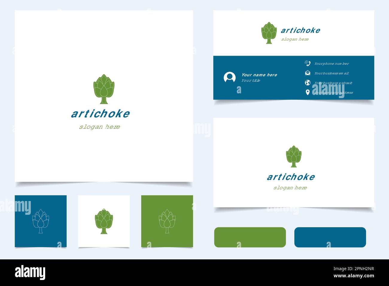 Artichoke logo design with editable slogan. Branding book and business card template. Stock Vector